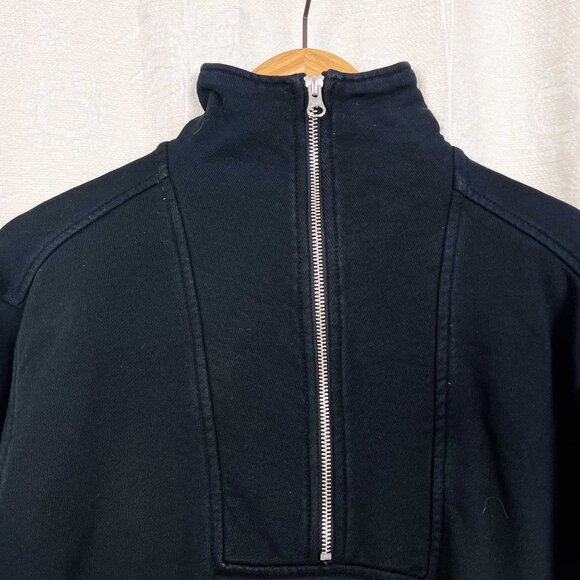 Everlane The Track Half-Zip sweatshirt black organic cotton cropped top - Picture 3 of 8